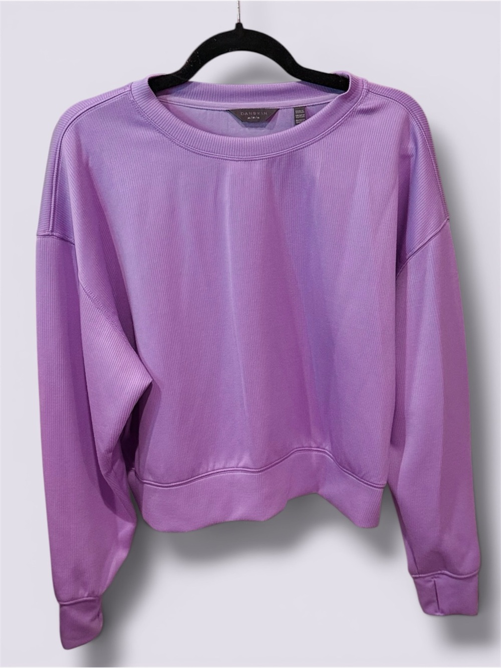 NWOT Danskin Lavender Oversized Cropped Sweatshirt | Thumbholes | Size M